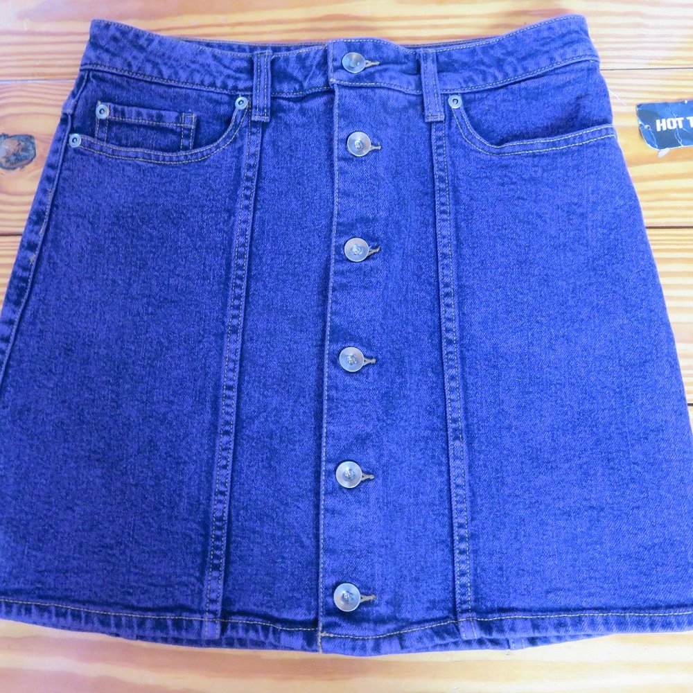 Hot Topic Purple Button Down Denim Jean Skirt Size Medium